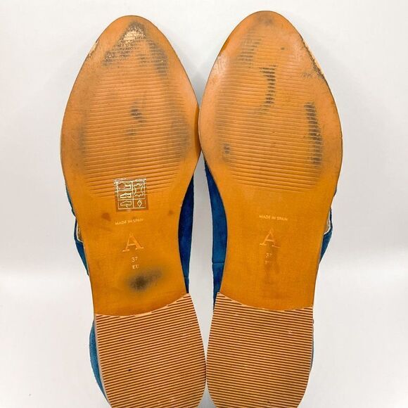 Anthropologie Sasha Cut Out Blue Suede Flats, Size 6 - Picture 5 of 5